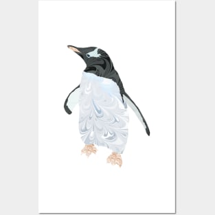 Marbled Paper Gentoo Penguin Posters and Art